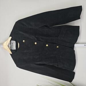 Ernst Strauss Littler Seattle‎ Ultrasuede Jacket Black Gold Button Asymmetrical